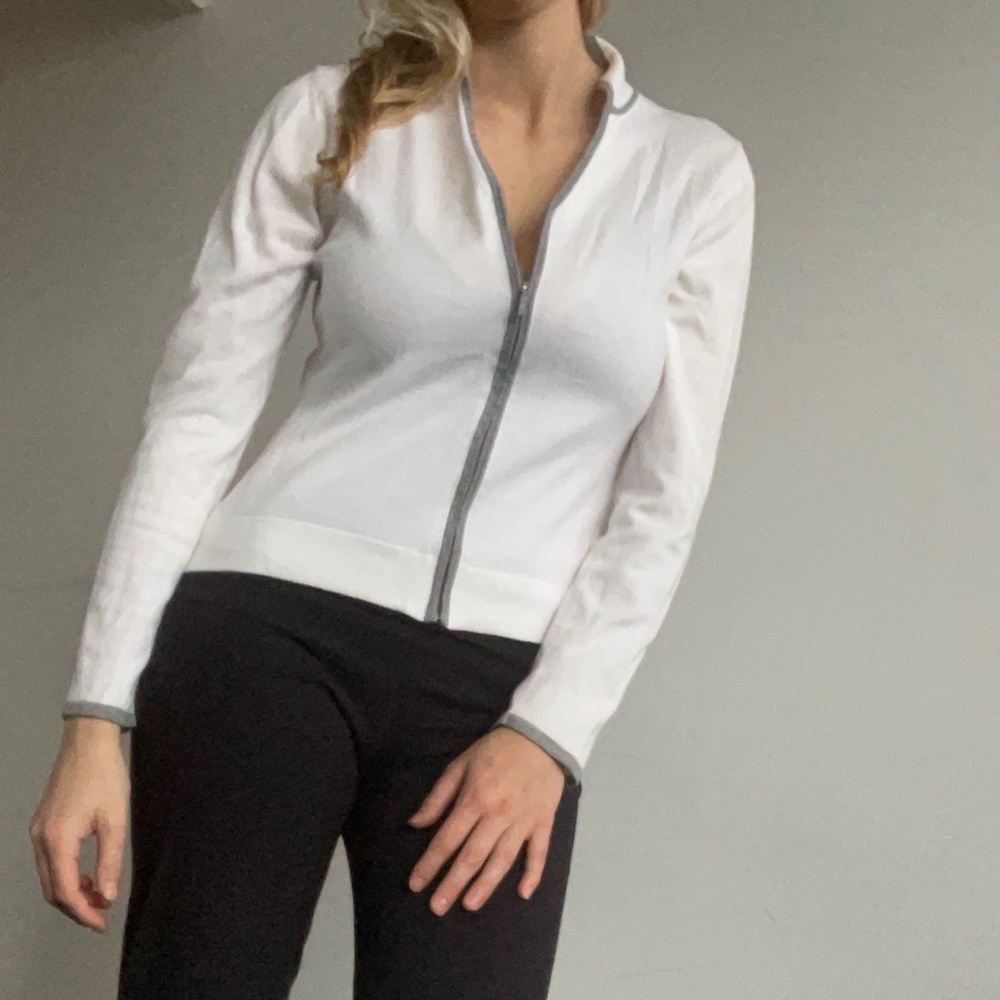 White Jacob zip-up sweater